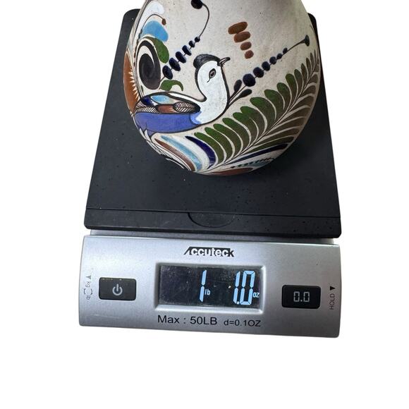 Vintage Tonala Mexican Pottery Vase Bird Floral Design Signed Folk Art 6.5” EUC - Picture 14 of 14